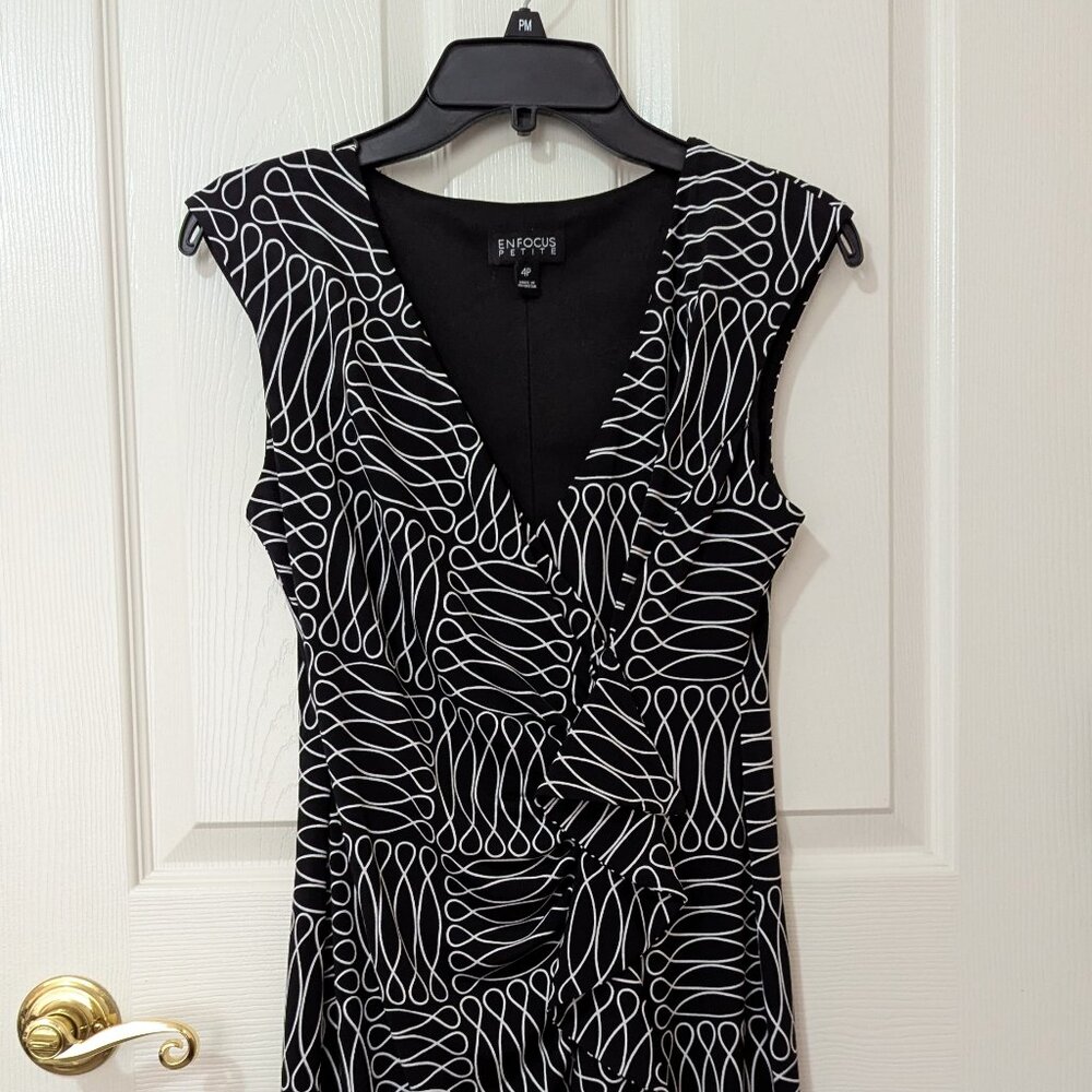 Enfocus Petite, Women's Sleeveless Summer Dress, 4p (Black & white)